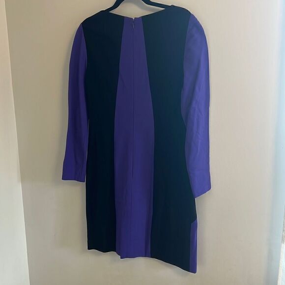 Carlisle Blue Black Gray Color Block 3/4 Sleeve Midi Sheath Dress Women’s 10 - Picture 7 of 11